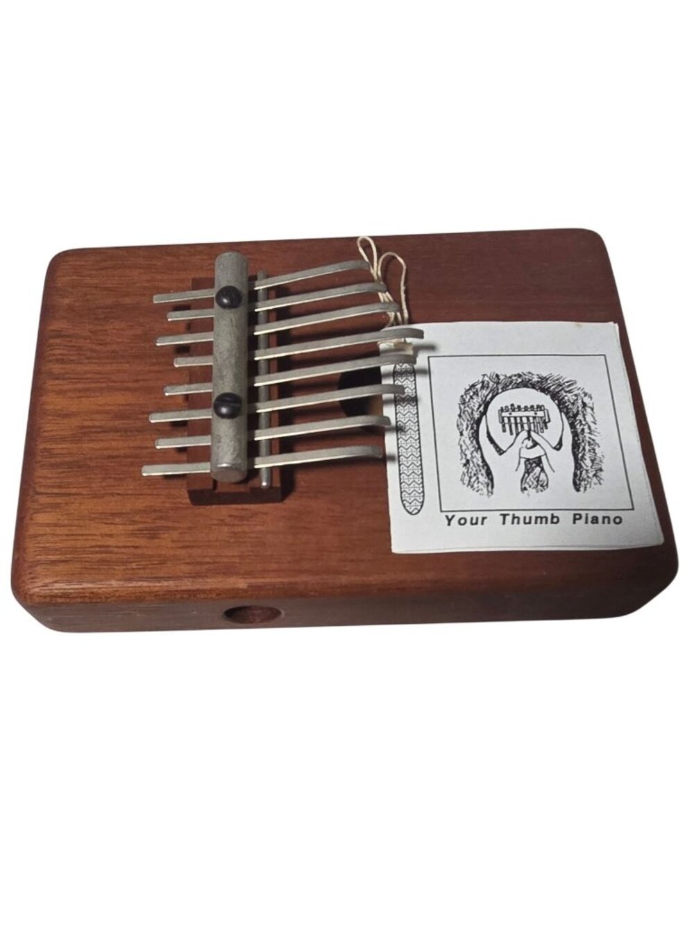 Vintage Handcrafted Wooden Thumb Piano 8 Metal Keys Folk Art Boho Instrument